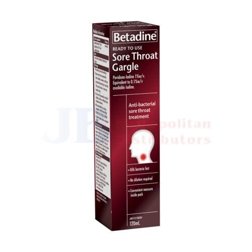 Betadine Individual Betadine Sore Throat Gargle 120ml 9300655122548 JBM1880 Betadine Sore Throat Gargle 120ml