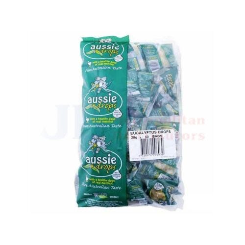 Eucalyptus Individual Eucalyptus Drops Medicated Bags 25g (60 Pack) 9310974005927 JBMCTEB Eucalyptus Drops Medicated Bags 25g (60 Pack)