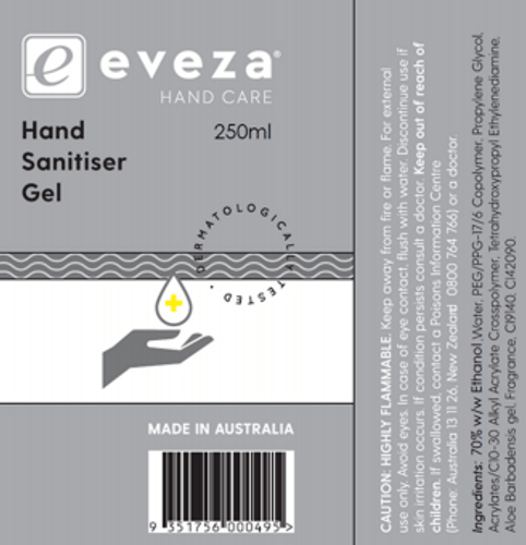 Eveza Individual Eveza Hand Sanitiser Gel (250ml) 9351756000495 TPFS10550 Eveza Hand Sanitiser Gel (250ml)