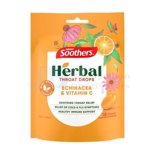 Soothers Soothers Herbal Throat Drops Echinacea & Vitamin C 63g Soothers Herbal Throat Drops Echinacea & Vitamin C 63g